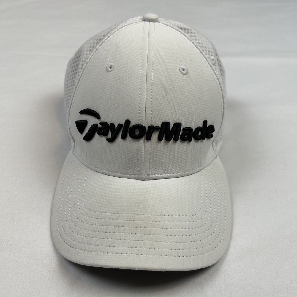 Taylor Made Hat Mens Size L - XL Fitted Cap Golf A-Flex Baseball White Golfing